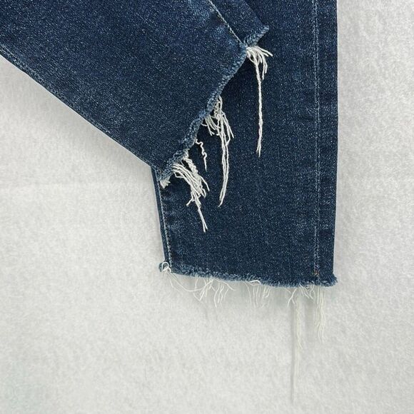 Agolde Sophie Dark Wash Blue High Rise Frayed Hem Stretch Denim Skinny Jeans Siz - Picture 9 of 10
